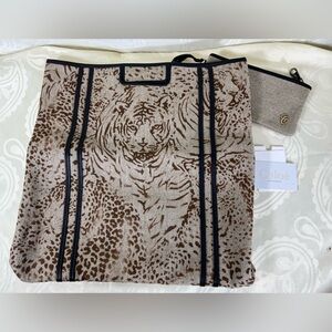 3186: Chloé Tiger Leopard Reversible XL Tote & Pouch Set